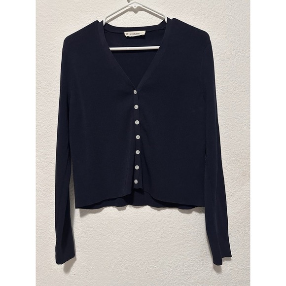 Everlane Navy Blue Cardigan Long Sleeve Size L - Picture 3 of 5